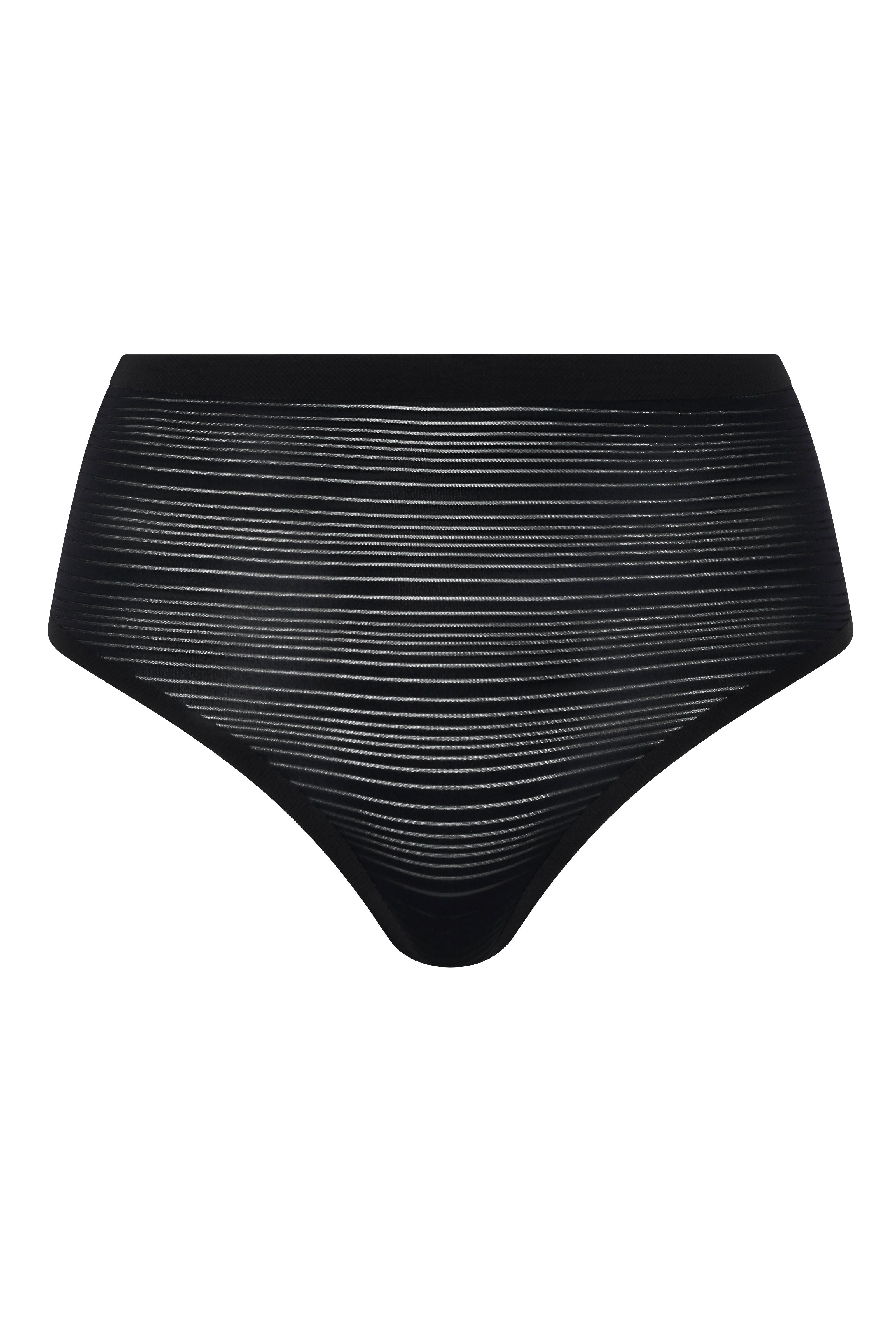 High Waist Tanga ONE SIZE+SoftStretch Stripes+Farbe Schwarz